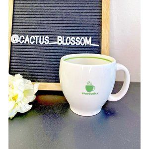 Starbucks Barista 2003 White Green Steaming Logo Abbey Coffee Mug Tea Cup 12 oz